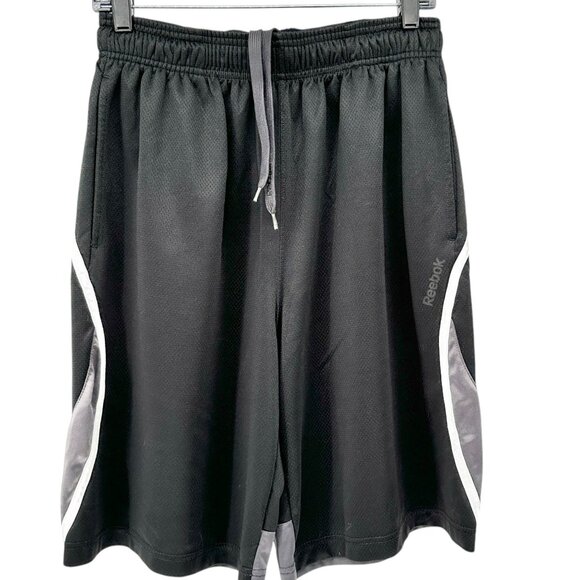 Reebok Athletic Shorts Mens M With Drawstring Waist Black Gray Basketball - Picture 1 of 8